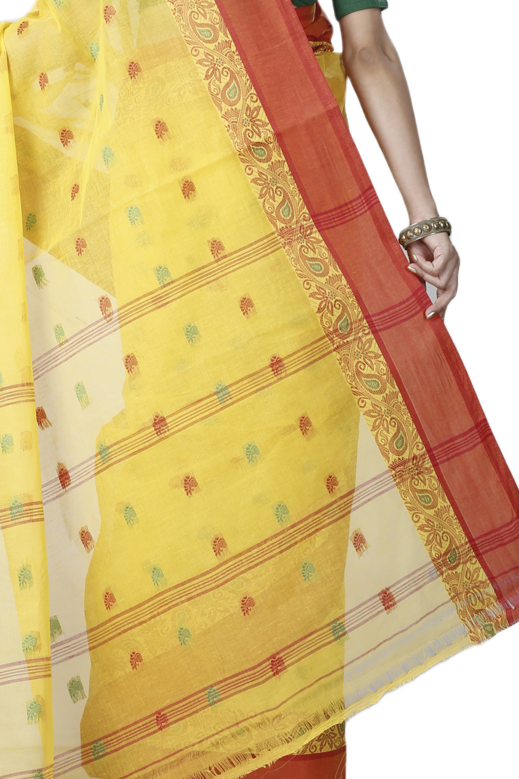 Yellow Pure Cotton Srimati Tant Saree (1087)